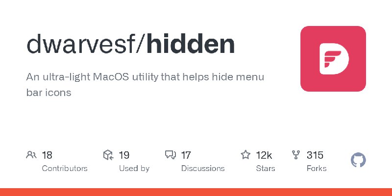 GitHub - dwarvesf/hidden: An ultra-light MacOS utility that helps hide menu bar icons